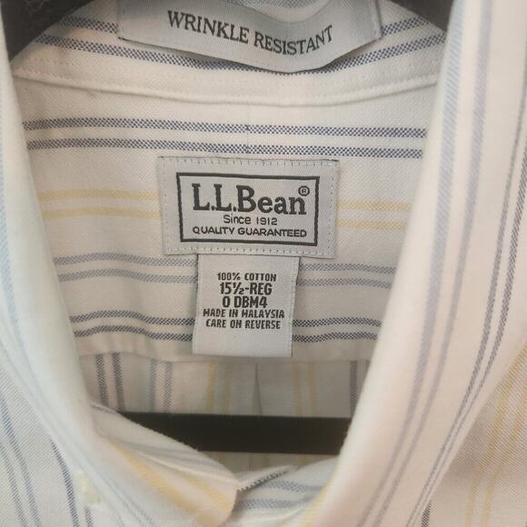 LL Bean Wide Stripe Button Up Casual Classic Shirt One Packet Men's Size 15.5 R - Picture 4 of 4
